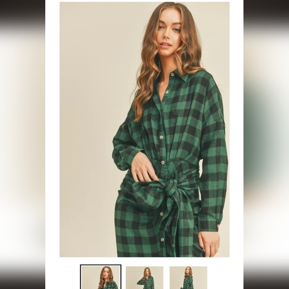 Here Again Plaid Dress - Medium / Hunter Green - Picture 3 of 3